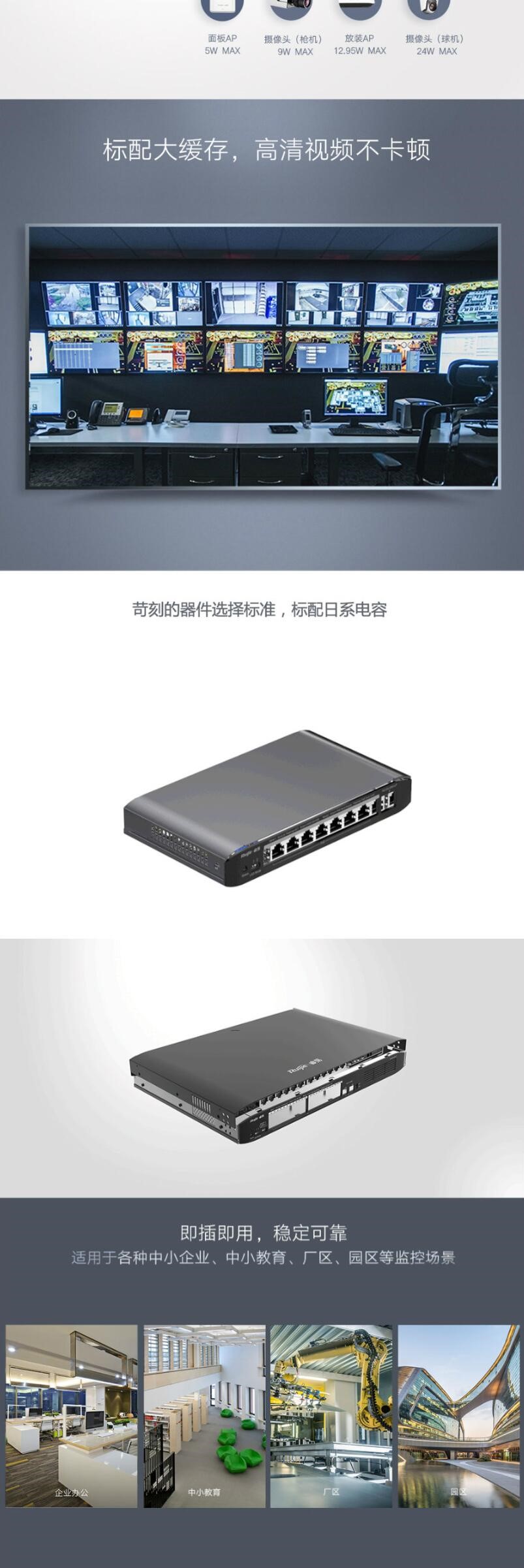 锐捷（Ruijie） RG-ES126G-P 24个10/100/1000M电口（PoE/PoE+），2个千兆光口，非网管型PoE交换机 (图5)