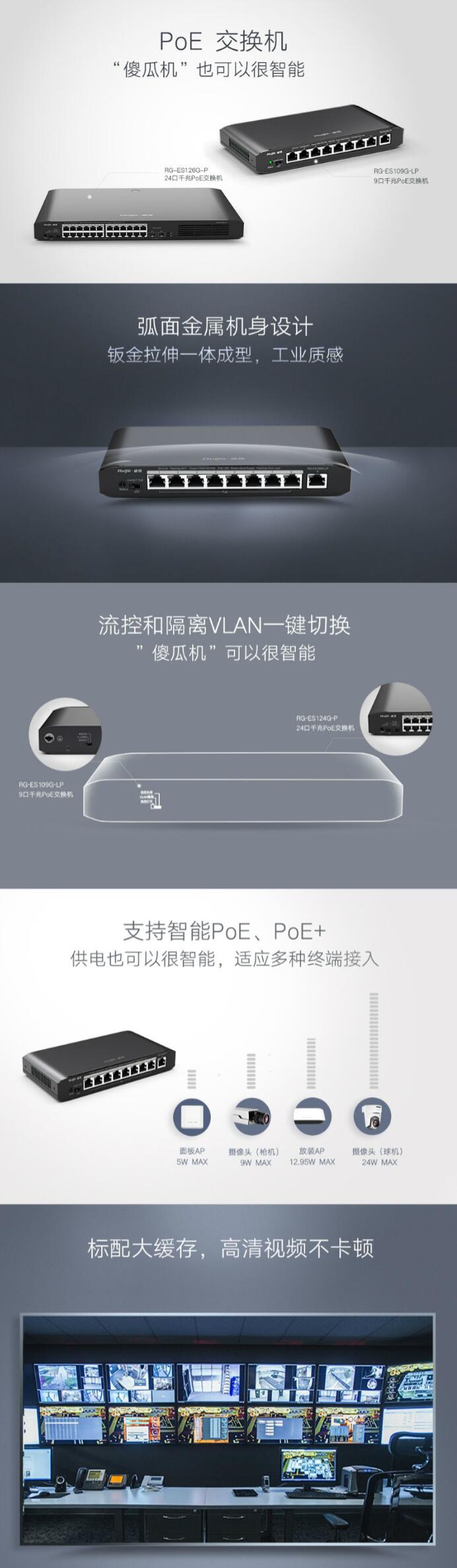 锐捷（Ruijie） RG-ES109G-LP  非网管型PoE交换机 (图4)